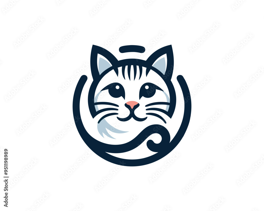Obraz premium Cat logo design icon symbol vector illustration