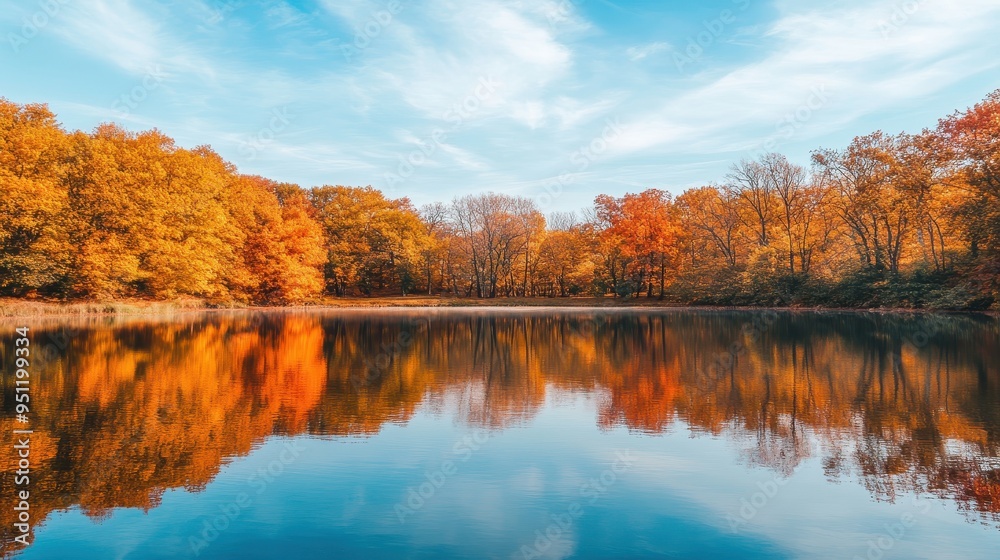Serene Autumn Reflection: A Captivating Natural Landscape Serene Autumn Reflection: A Captivating Natural Landscape