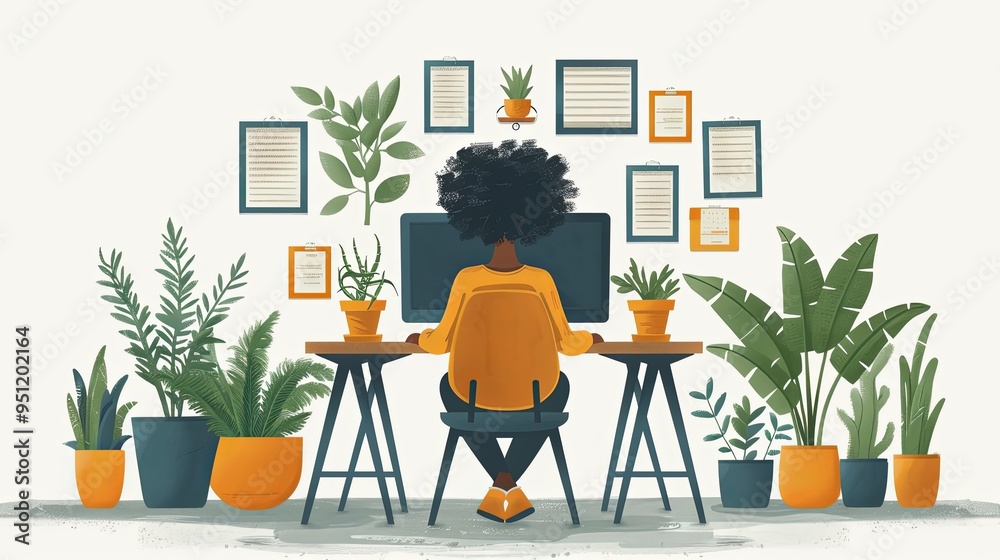 Creative Workspace: Video Conference, modern flat vector concept illustration of person engaging in virtual business meeting Connectivity, collaboration, digital interaction, remote work, productivity Creative Workspace: Video Conference, modern flat vector concept illustration of person engaging in virtual business meeting Connectivity, collaboration, digital interaction, remote work, productivity