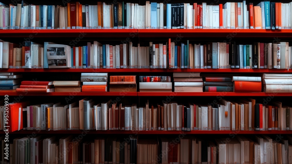 Library shelves, diverse book selection, Library shelves, diverse book selection,