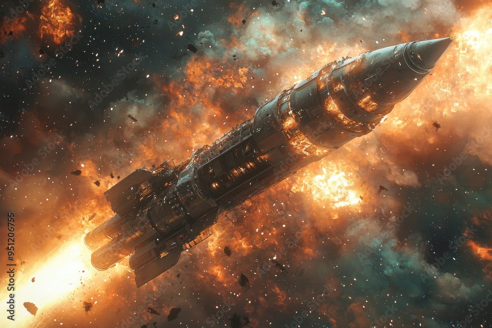 Spaceship Exploding in Space. Spaceship Exploding in Space.