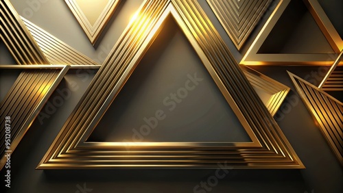 Abstract composition with gold triangle shapes and opulent golden lines , symmetry, abstract, composition, gold, triangle photo