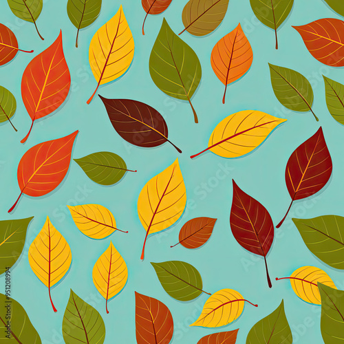 autumn leaves pattern with Generative ai	
