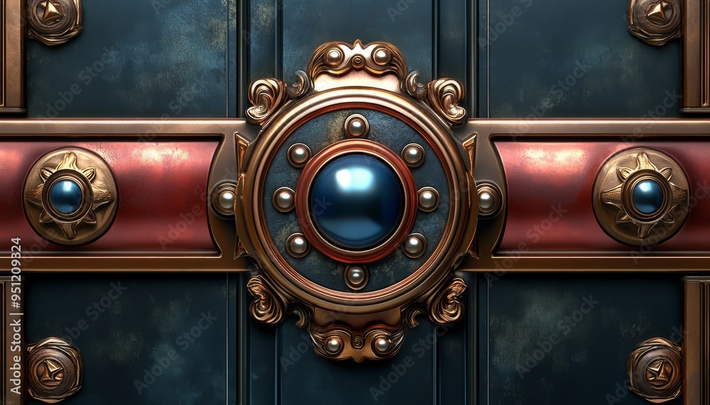 Ornate Copper and Blue Decorative Panel Ornate Copper and Blue Decorative Panel