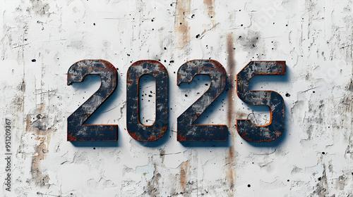 Happy New Year, Happy 2025, The word 2025 scary mystery haunting logo white background.