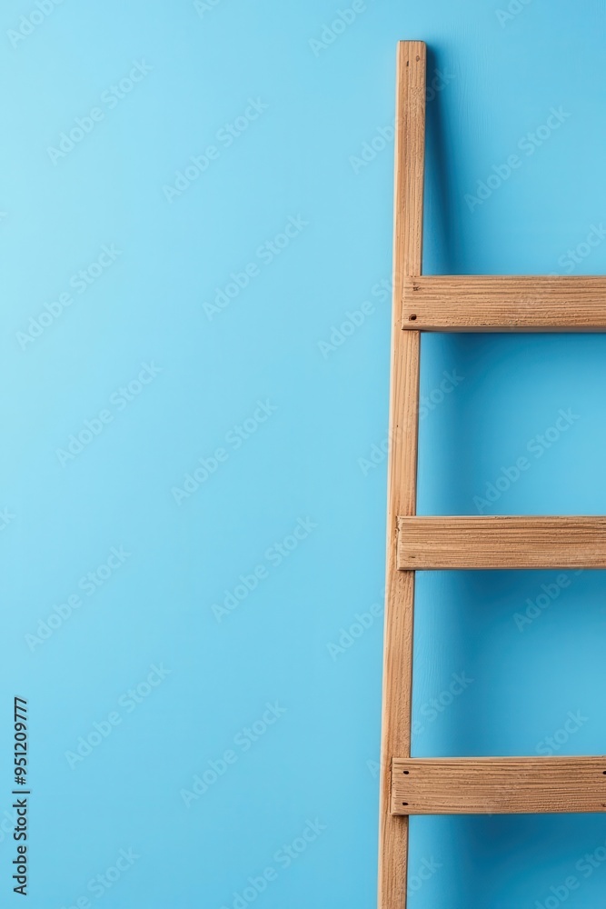 Red ladder on blue background, representing a difficult journey ahead. Red ladder on blue background, representing a difficult journey ahead.
