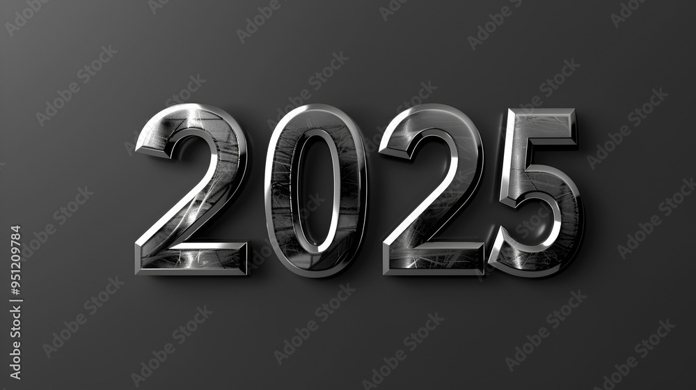 Happy New Year, Happy 2025, The text 2025 with each letter standing up done.