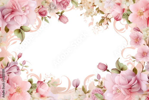 PNG Elegant floral frame, transparent background