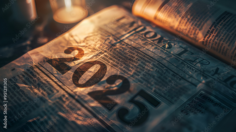 Happy New Year, Happy 2025, Newspaper word 2025. Happy New Year, Happy 2025, Newspaper word 2025.