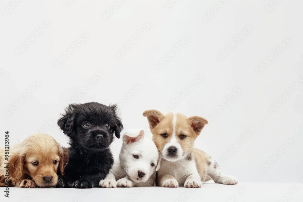 Four Adorable Puppies Sitting Together
