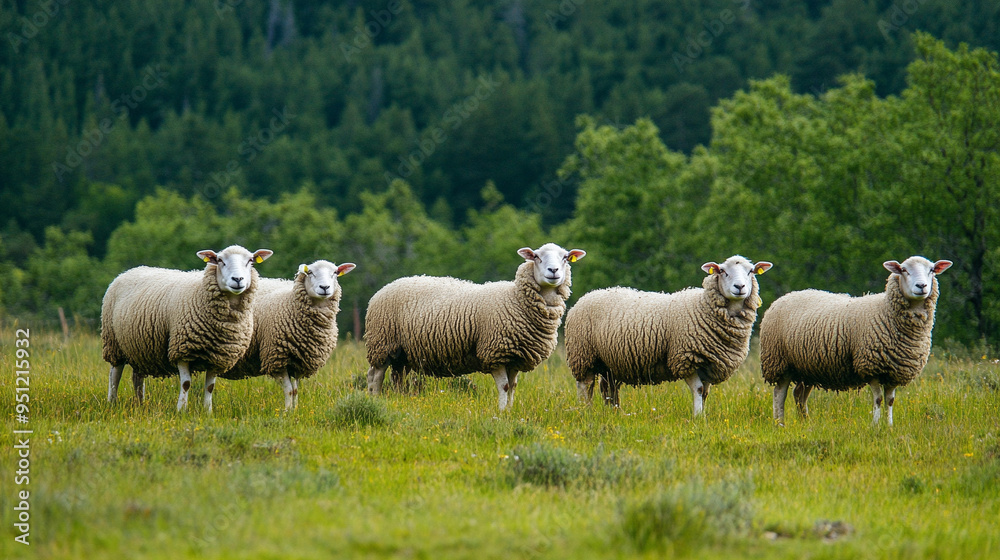 Obraz premium Raising sheep on large pastures