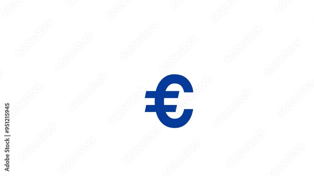 Randomly Wiggling Blue Euro Icon on a White Background. Dynamic Position Animation with Wiggle Effect, Invoking Euro Currency Volatility and the European Economy. 4K Motion Graphics