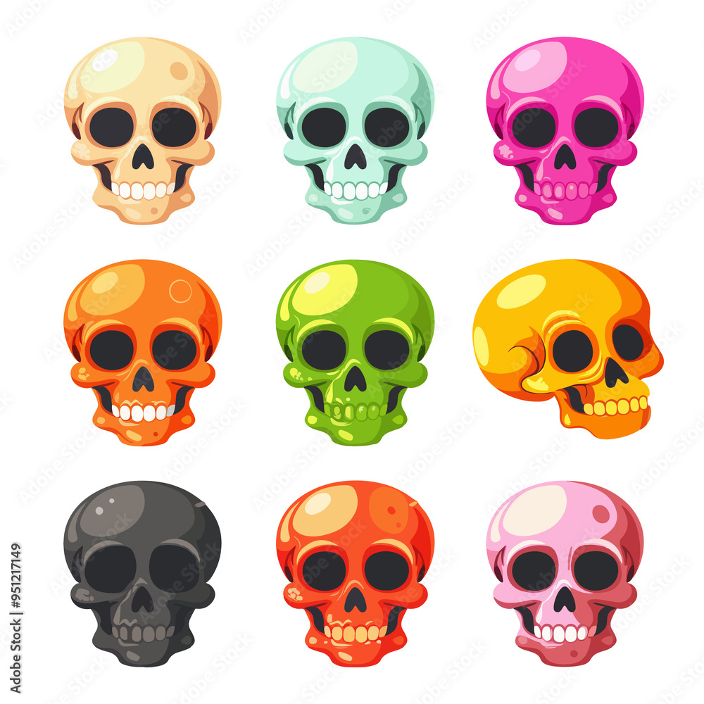 PNG skull element set, transparent background PNG skull element set, transparent background