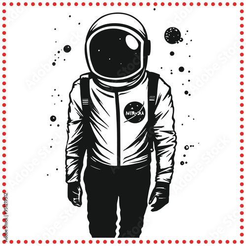 Monochrome Space Suit Silhouette   Vector Art for Space and Exploration Themes