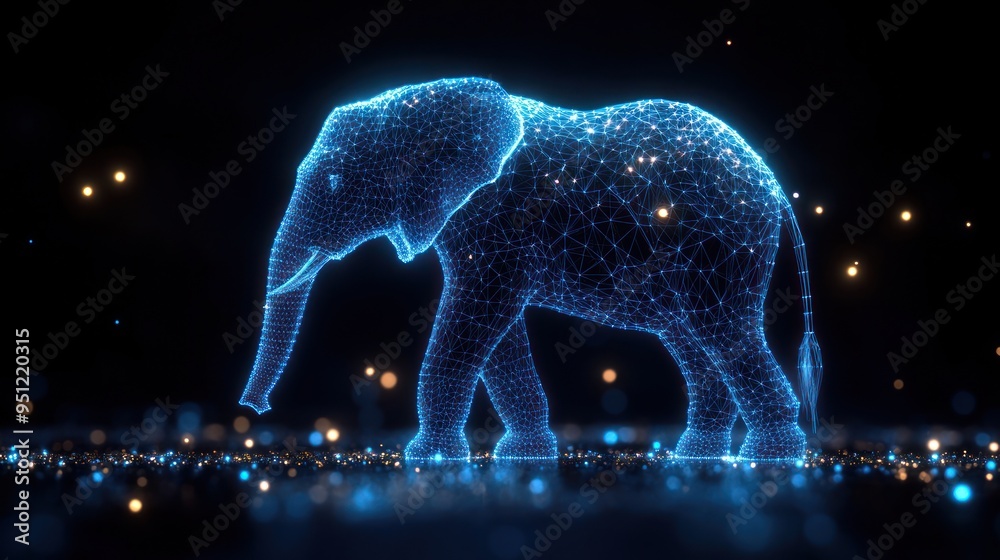 Digital Elephant, a 3D Wireframe Render Digital Elephant, a 3D Wireframe Render