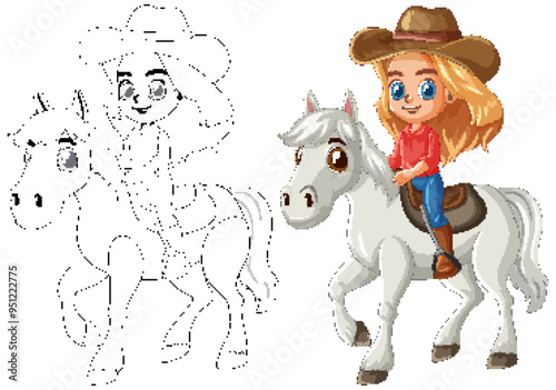 Cowgirl Riding a White Horse