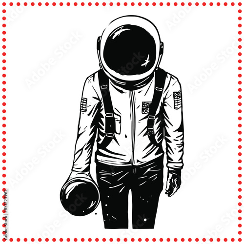 Monochrome Space Suit Silhouette Vector   Perfect for Futuristic and Space Designs
