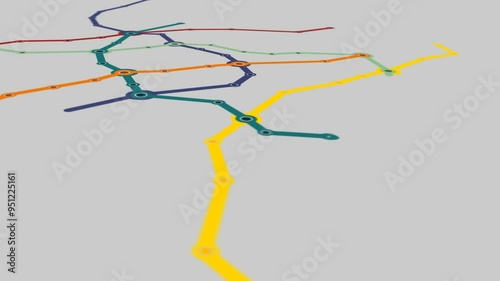 Generic Metro Scheme Public Transport Growing Subway Transportation Underground Growing Metro Connections Animation Subway Underground Navigation On City Map Urban Transportation System