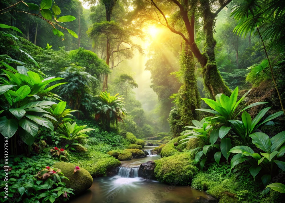 Fototapeta premium Earthy atmospheric backgrounds with soothing greenery mix of warmth and serenity