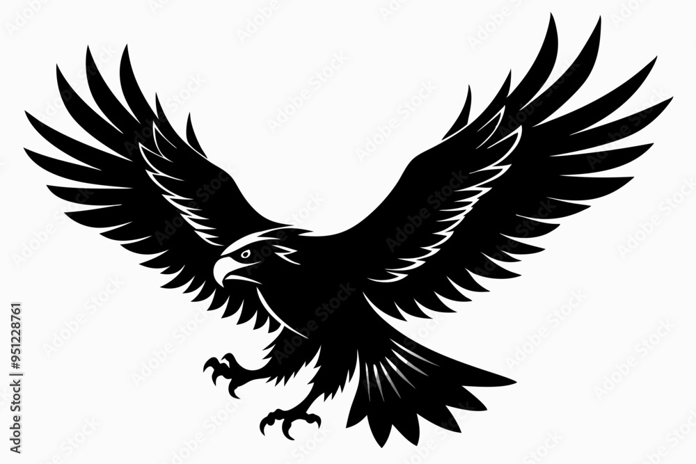 Flying Bald Eagle black and white Silhouette vector, A Bald Eagle black Silhouette Vector isolated on a white background Flying Bald Eagle black and white Silhouette vector, A Bald Eagle black Silhouette Vector isolated on a white background