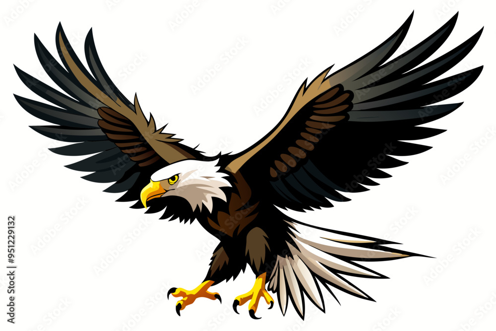 Flying Bald Eagle black and white Silhouette vector, A Bald Eagle black Silhouette Vector isolated on a white background Flying Bald Eagle black and white Silhouette vector, A Bald Eagle black Silhouette Vector isolated on a white background