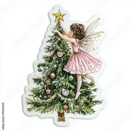 Wallpaper Mural Enchanting Christmas Fairy Sticker on White Background Torontodigital.ca