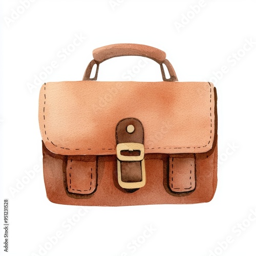 Stylish and Practical Leather Briefcase with Brass Buckle Closure