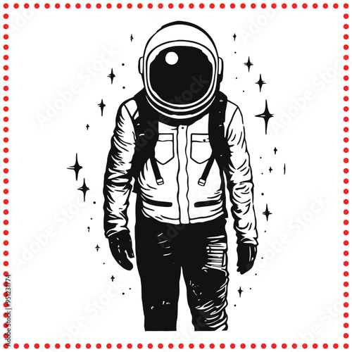 Monochrome Space Suit Silhouette   Iconic Design for Futuristic and Space Projects