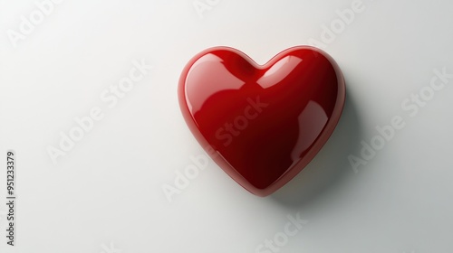 Red Heart on White Background