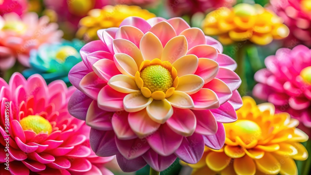 A delicate plastic bloom unfurls in pink and yellow, resembling a treasured doll's trinket, its artificial petals cupping a tiny center. A delicate plastic bloom unfurls in pink and yellow, resembling a treasured doll's trinket, its artificial petals cupping a tiny center.