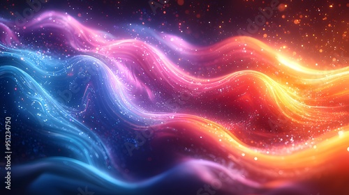 Swirly Neon Background with Dynamic Waves