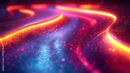 Swirly Neon Background with Dynamic Waves