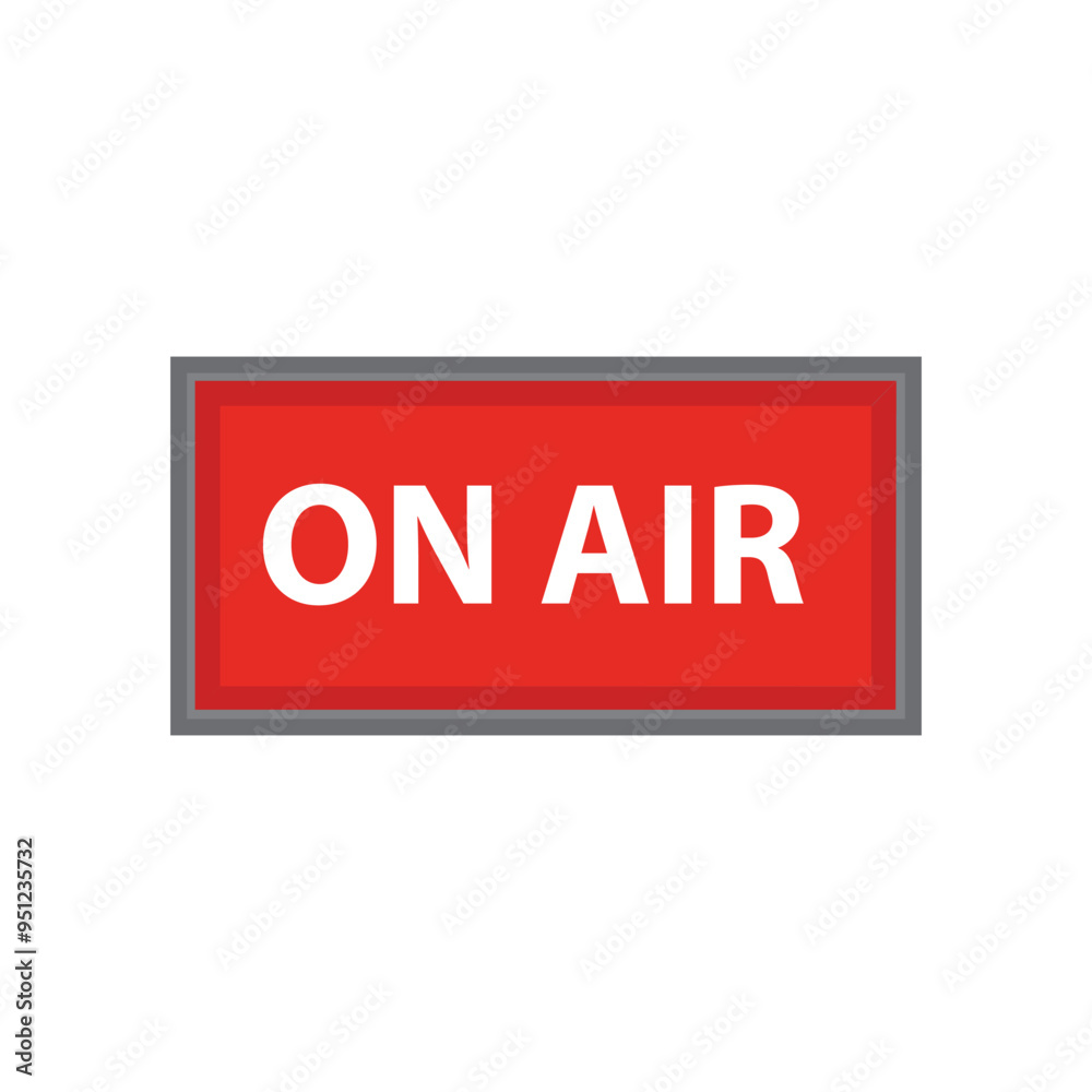 ON AIR studio light sign. Media broadcasting warning sign. Live board production record attention. ON AIR studio light sign. Media broadcasting warning sign. Live board production record attention.