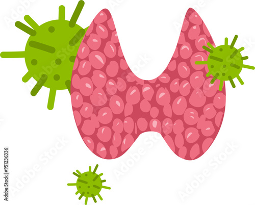 Thyroid disease Illustration. Thyroid infection.