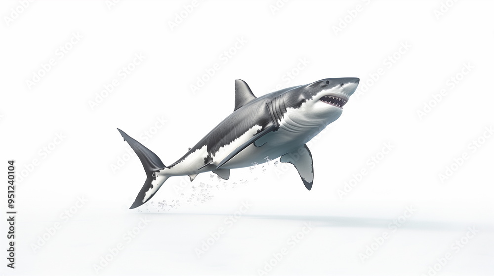 Fototapeta premium Shark isolated on white background. AI Generative.