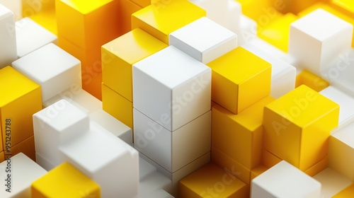 Abstract Yellow and White Cube Composition