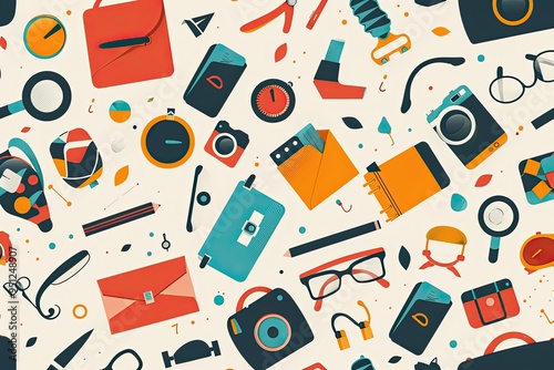 Abstract Pattern of Colorful Objects and Shapes