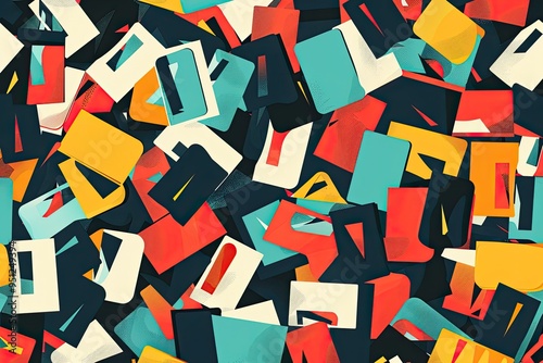 Abstract Colorful Geometric Shapes on a Dark Background