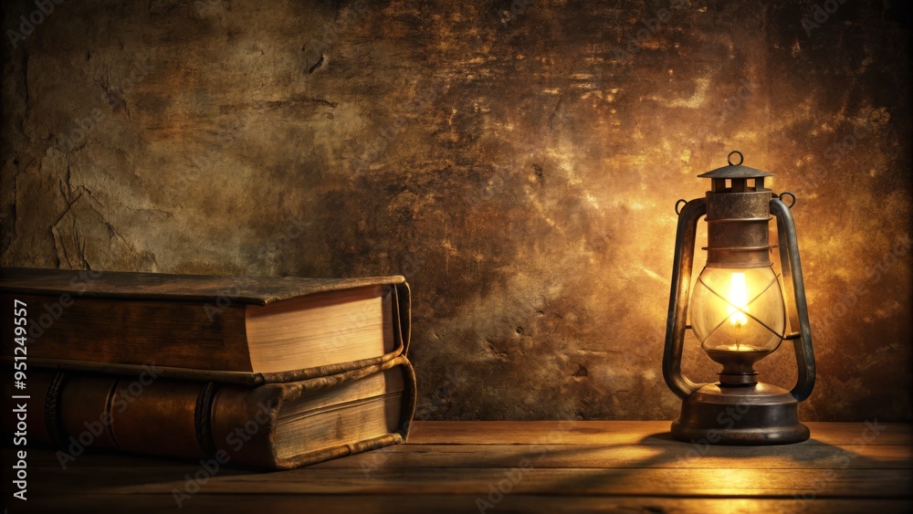 moody silhouette against worn parchment creased texture with aged leather-bound book and dim lantern light evoking nostalgia and forgotten knowledge in warm earth tones moody silhouette against worn parchment creased texture with aged leather-bound book and dim lantern light evoking nostalgia and forgotten knowledge in warm earth tones