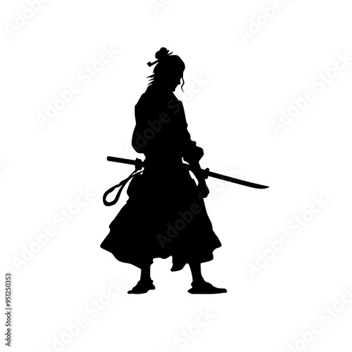 vector silhouette of a Samurai photo