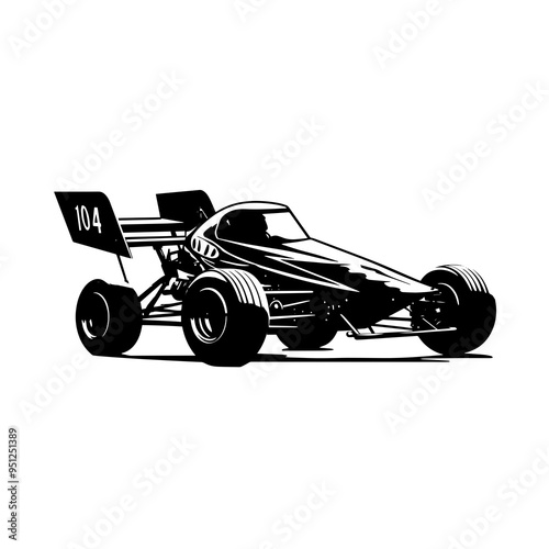 vector silhouette of a Sprint Car Racing photo