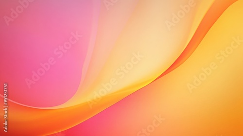 An abstract gradient background blending warm hues of orange, pink, and yellow, creating a soft, glowing effect