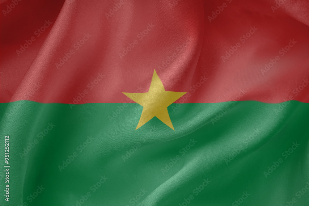 Burkina Faso waving flag close up fabric texture background Burkina Faso waving flag close up fabric texture background