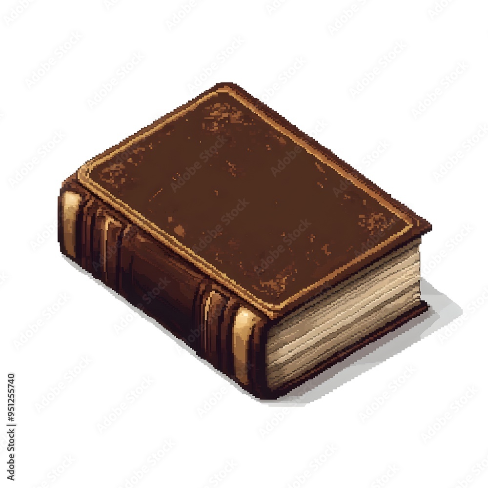 Stylized Pixel Art of Classic Hardback Book in Rich Chestnut Hue Stylized Pixel Art of Classic Hardback Book in Rich Chestnut Hue