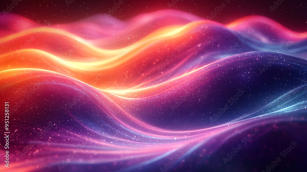 Fototapeta premium Swirly Neon Background with Dynamic Waves