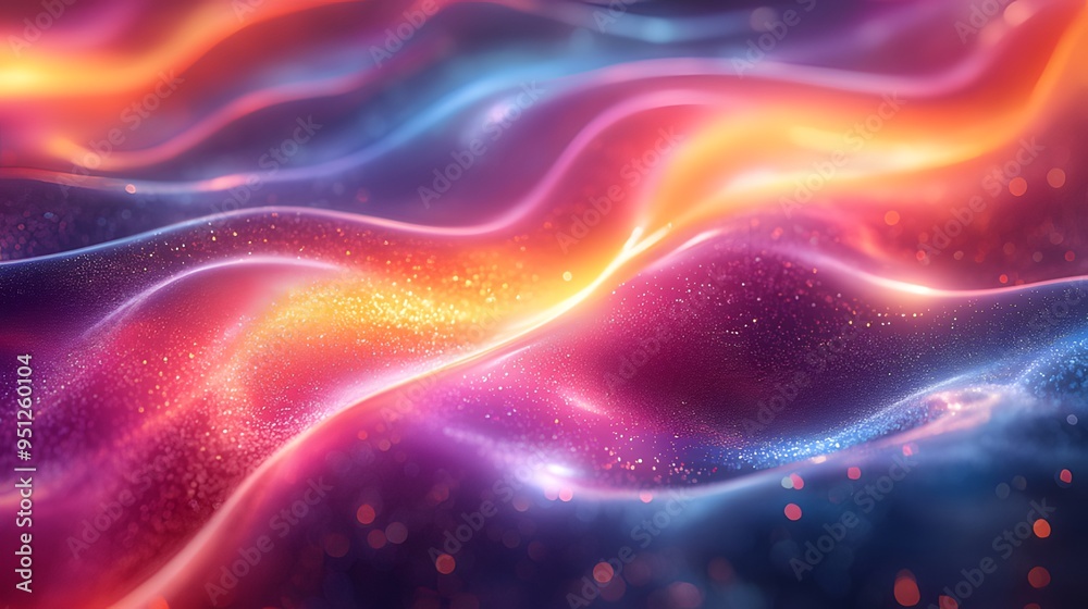 Fototapeta premium Swirly Neon Background with Dynamic Waves