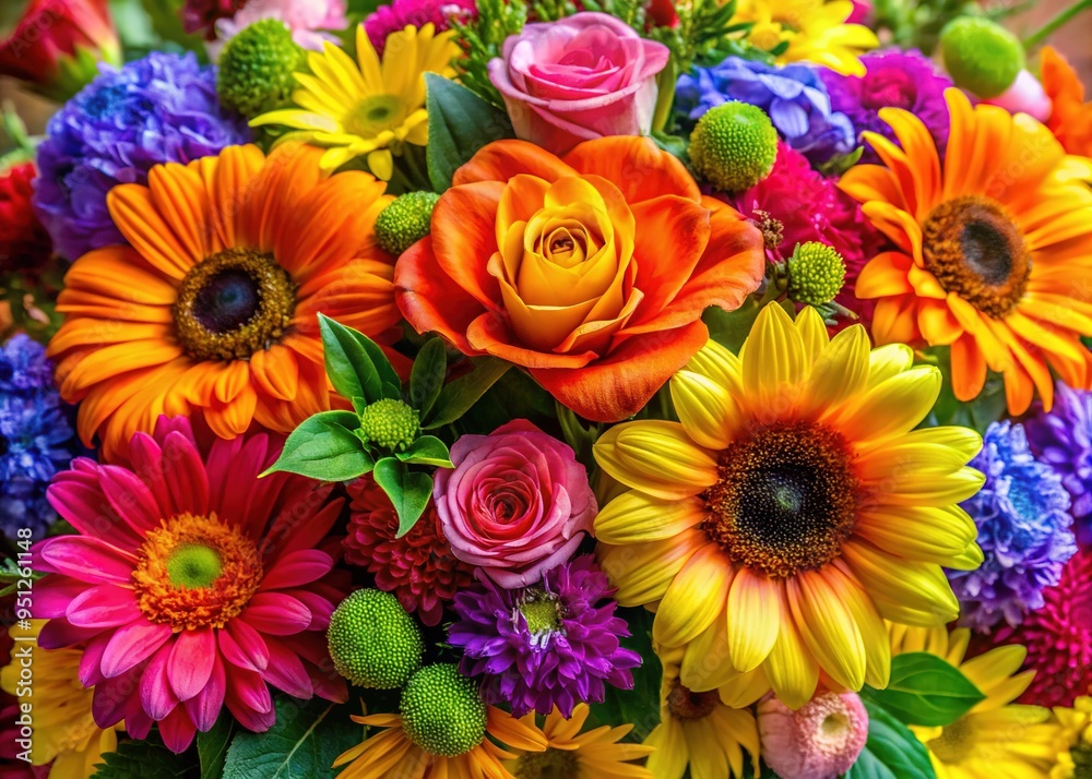 A lush bouquet of vibrant flowers radiates joy and beauty, captivating all who lay eyes on its stunning arrangement of color and texture. A lush bouquet of vibrant flowers radiates joy and beauty, captivating all who lay eyes on its stunning arrangement of color and texture.