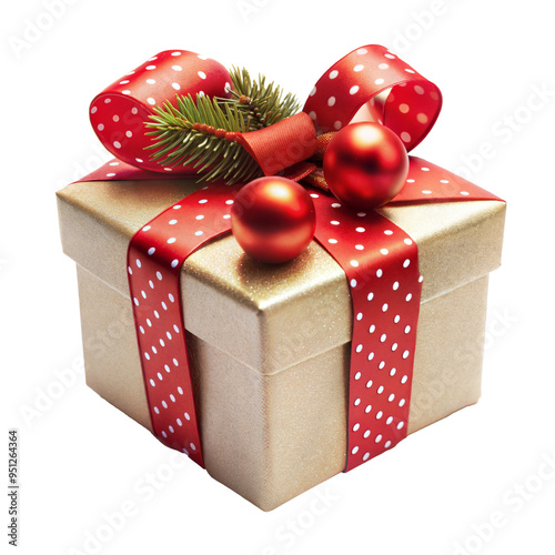christmas gift box cut out. Isolated on Transparent background. Copy space.