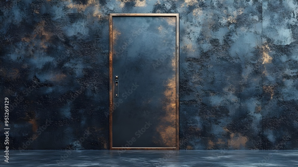 Industrial Concrete Wall with Copper Door Frame. Industrial Concrete Wall with Copper Door Frame.