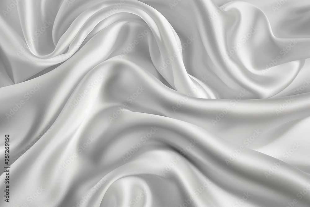 Obraz premium Elegant abstract white satin fabric with delicate waves on light key background